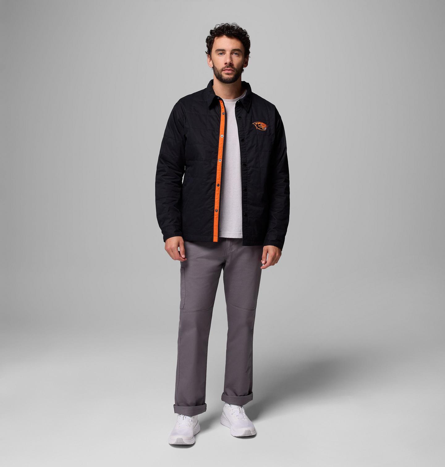 Мужская куртка Columbia Collegiate Campus Roam Quilted Shirt Jacket - Oregon State, цвет: Чёрный — фото 2