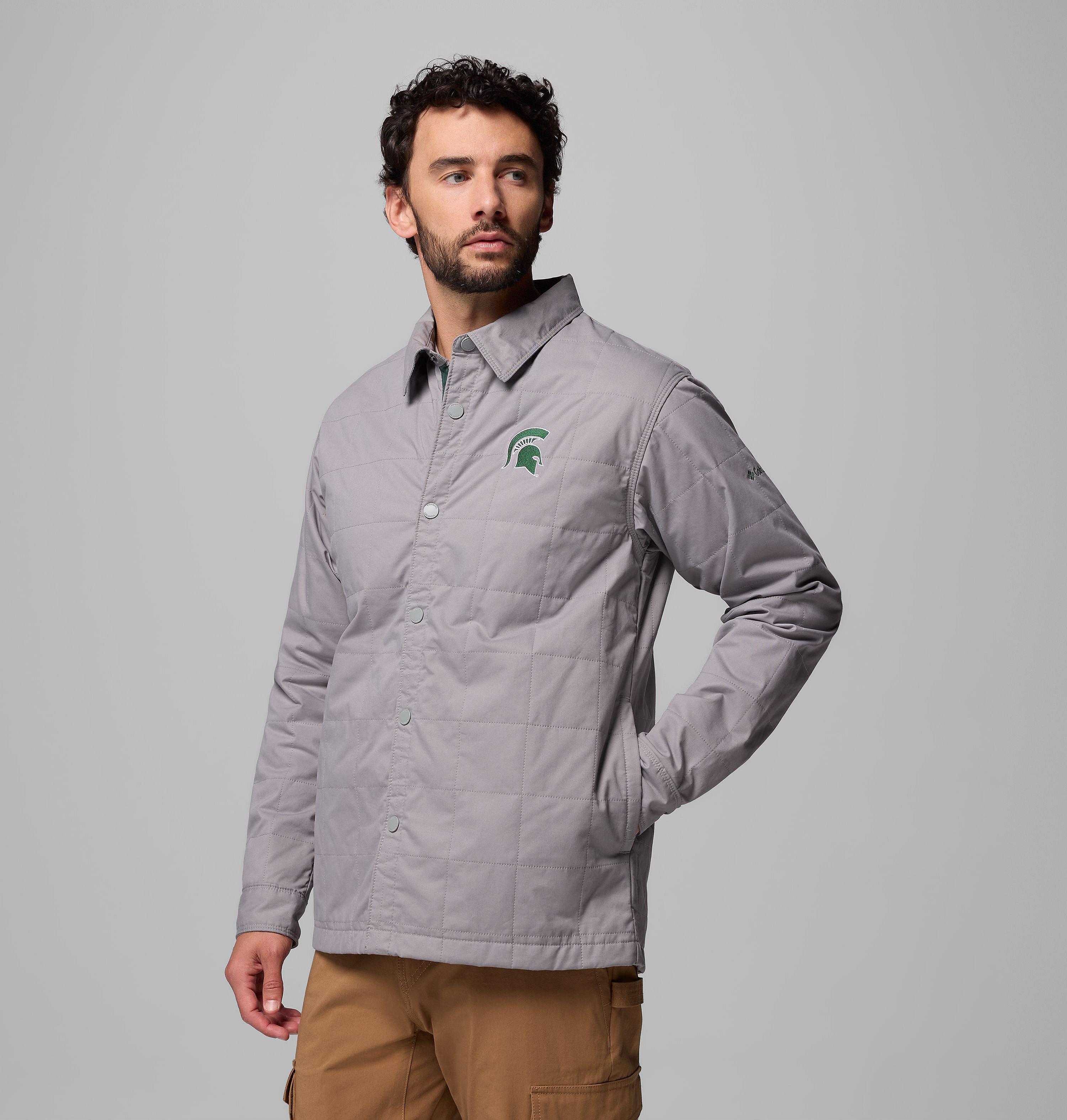 Men's Collegiate Campus Roam Quilted Shirt Jacket - Michigan State 4