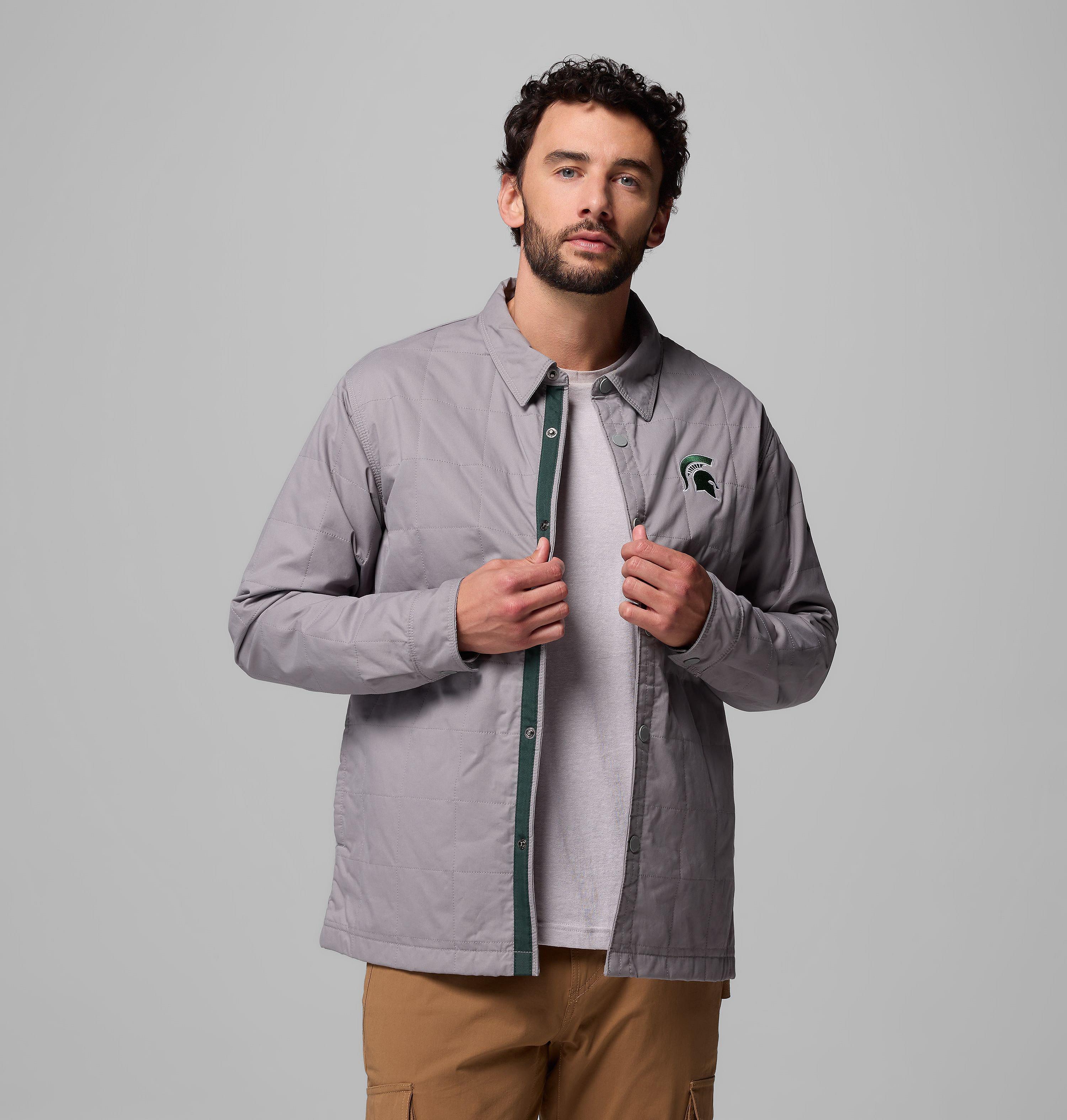 Men's Collegiate Campus Roam Quilted Shirt Jacket - Michigan State 5