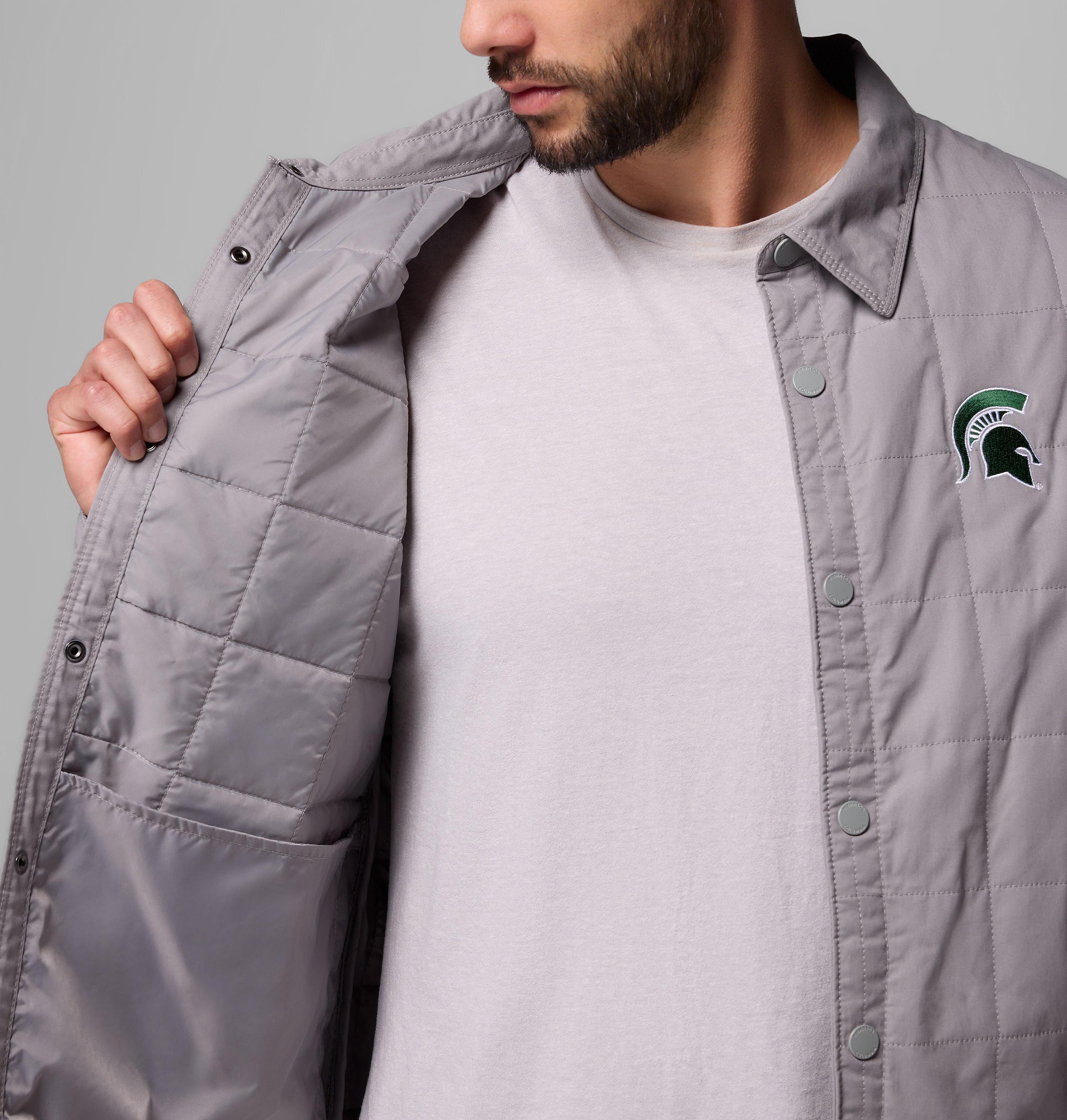 Men's Collegiate Campus Roam Quilted Shirt Jacket - Michigan State 6