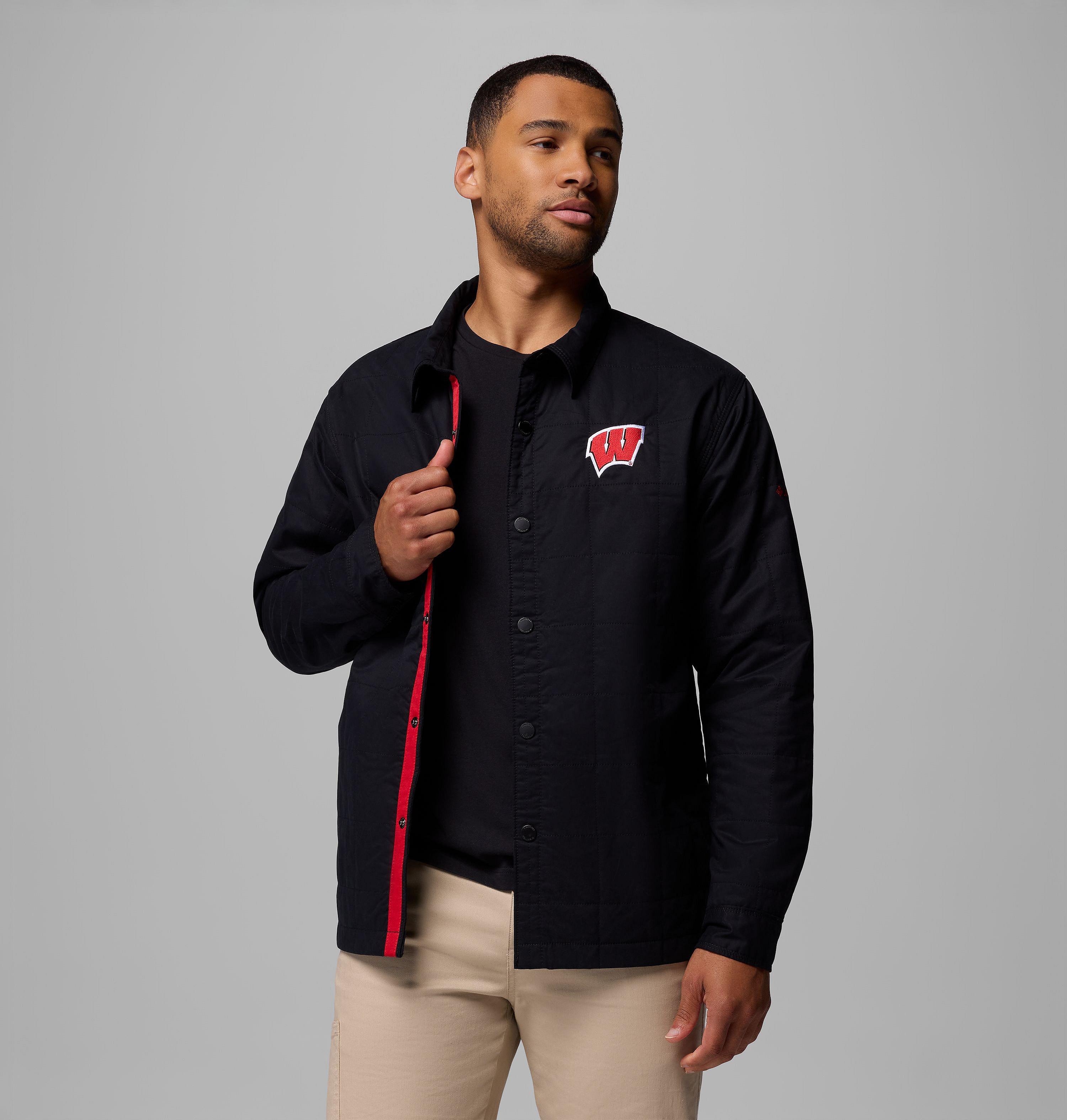 Men's Collegiate Campus Roam Quilted Shirt Jacket - Wisconsin 5