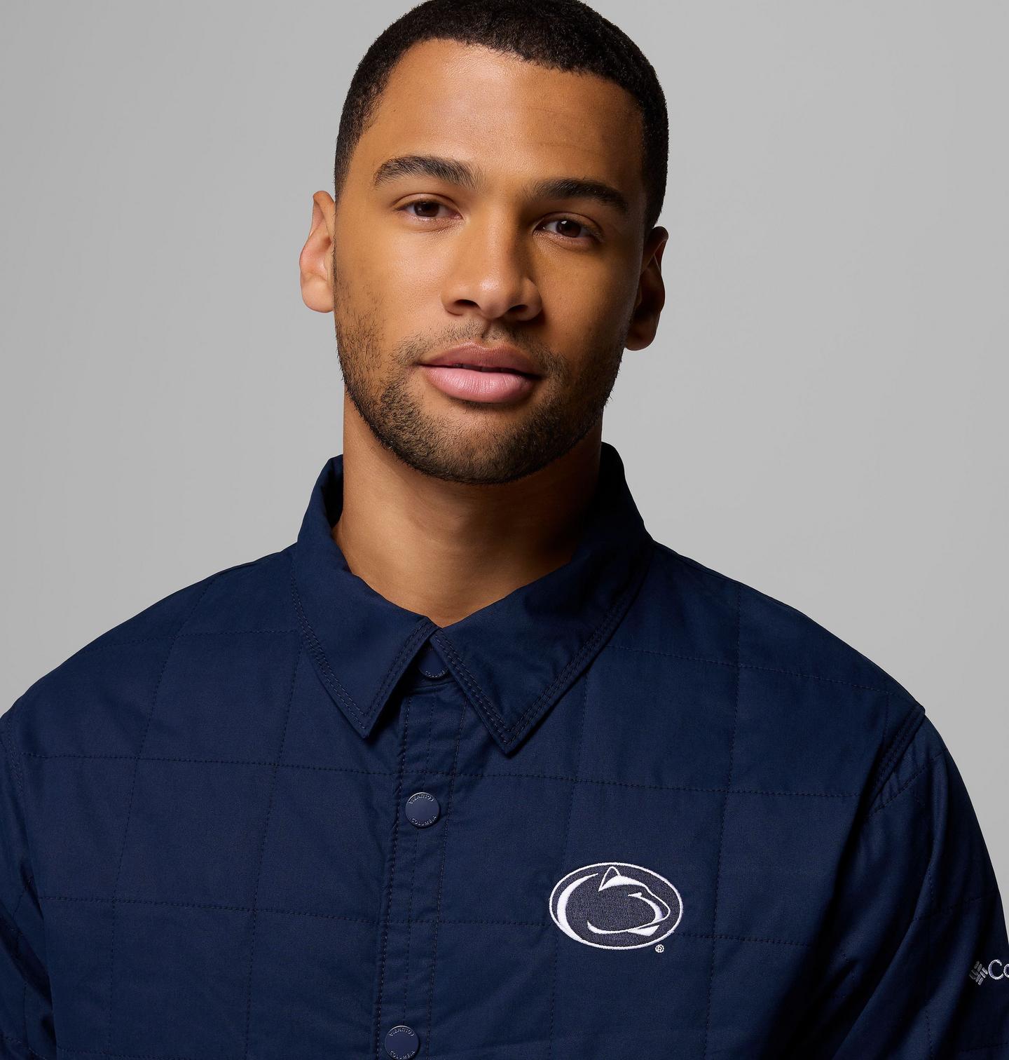 Мужская куртка Columbia Collegiate Campus Roam Quilted Shirt Jacket - Penn State, цвет: Тёмно-синий — фото 4