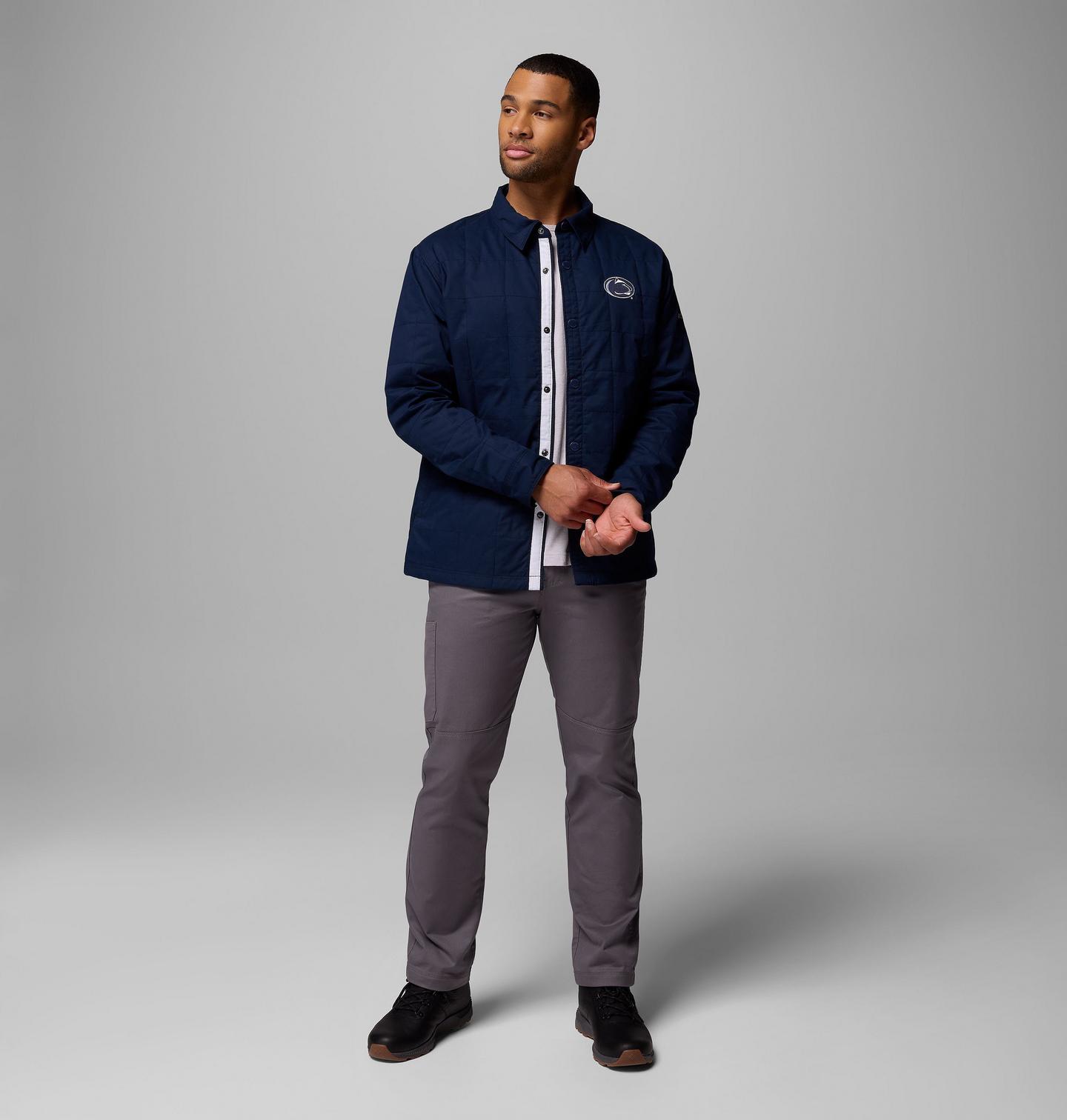 Мужская куртка Columbia Collegiate Campus Roam Quilted Shirt Jacket - Penn State, цвет: Тёмно-синий — фото 2