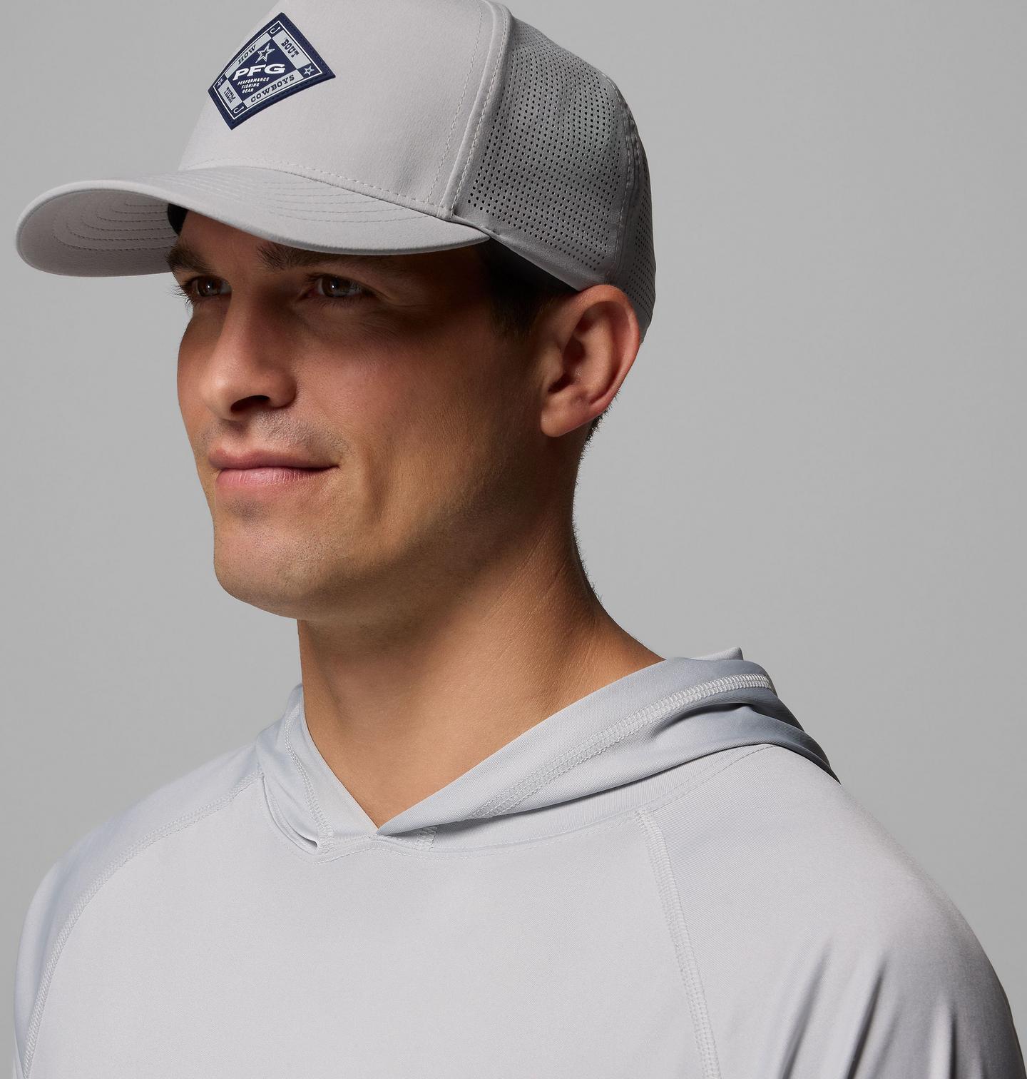 Мужские головные уборы Columbia Collegiate PFG Elite 3D Stretch Snap Back - Dallas Cowboys, цвет: Серый — фото 3