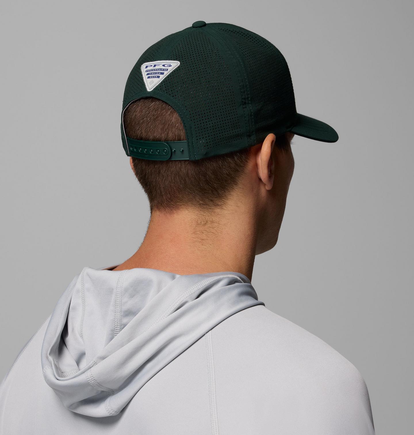 Мужские аксессуары Columbia Collegiate PFG Elite 3D Stretch Snap Back - Michigan State, цвет: Еловый — фото 4