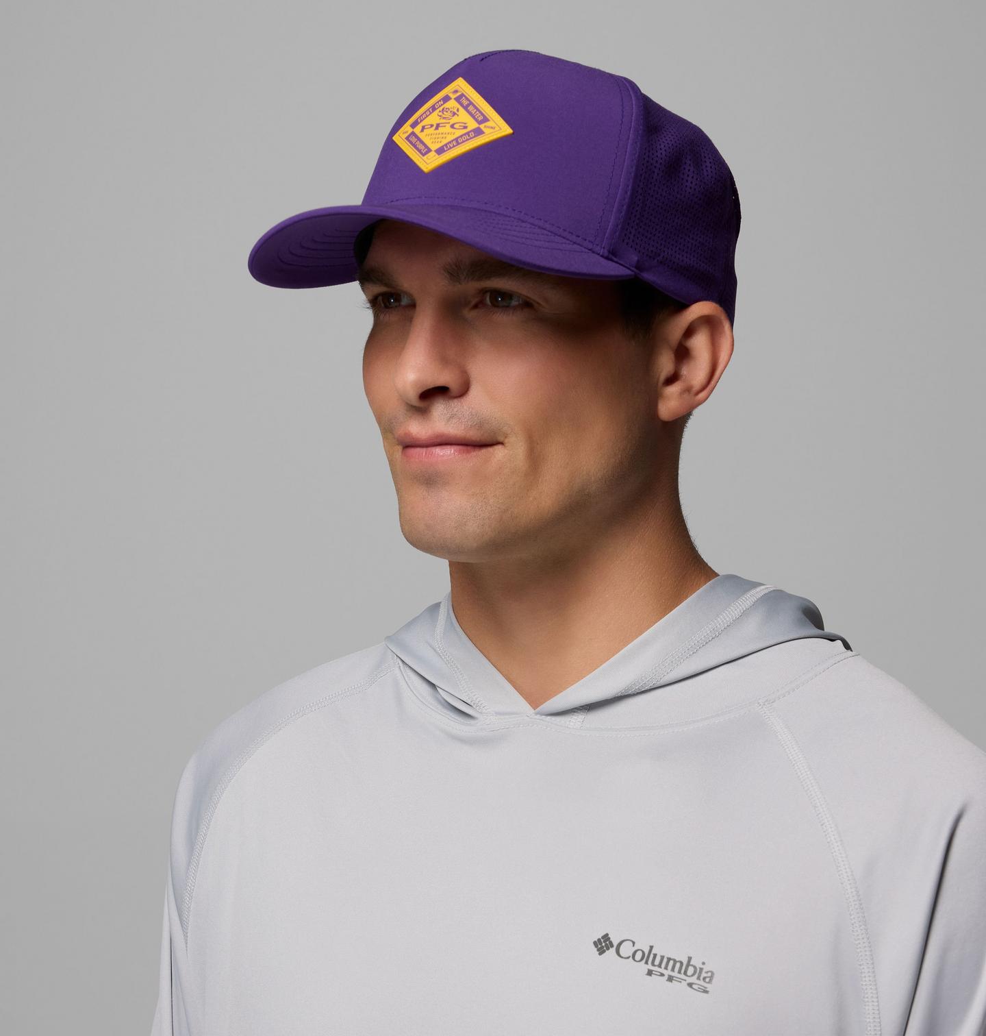 Мужские аксессуары Columbia Collegiate PFG Elite 3D Stretch Snap Back - LSU, цвет: Яркий фиолетовый — фото 3
