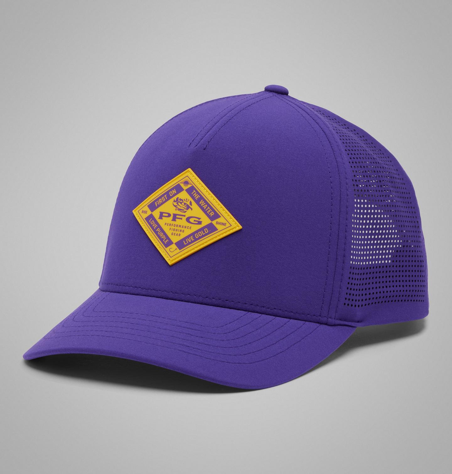 Мужские аксессуары Columbia Collegiate PFG Elite 3D Stretch Snap Back - LSU, цвет: Яркий фиолетовый — фото 1