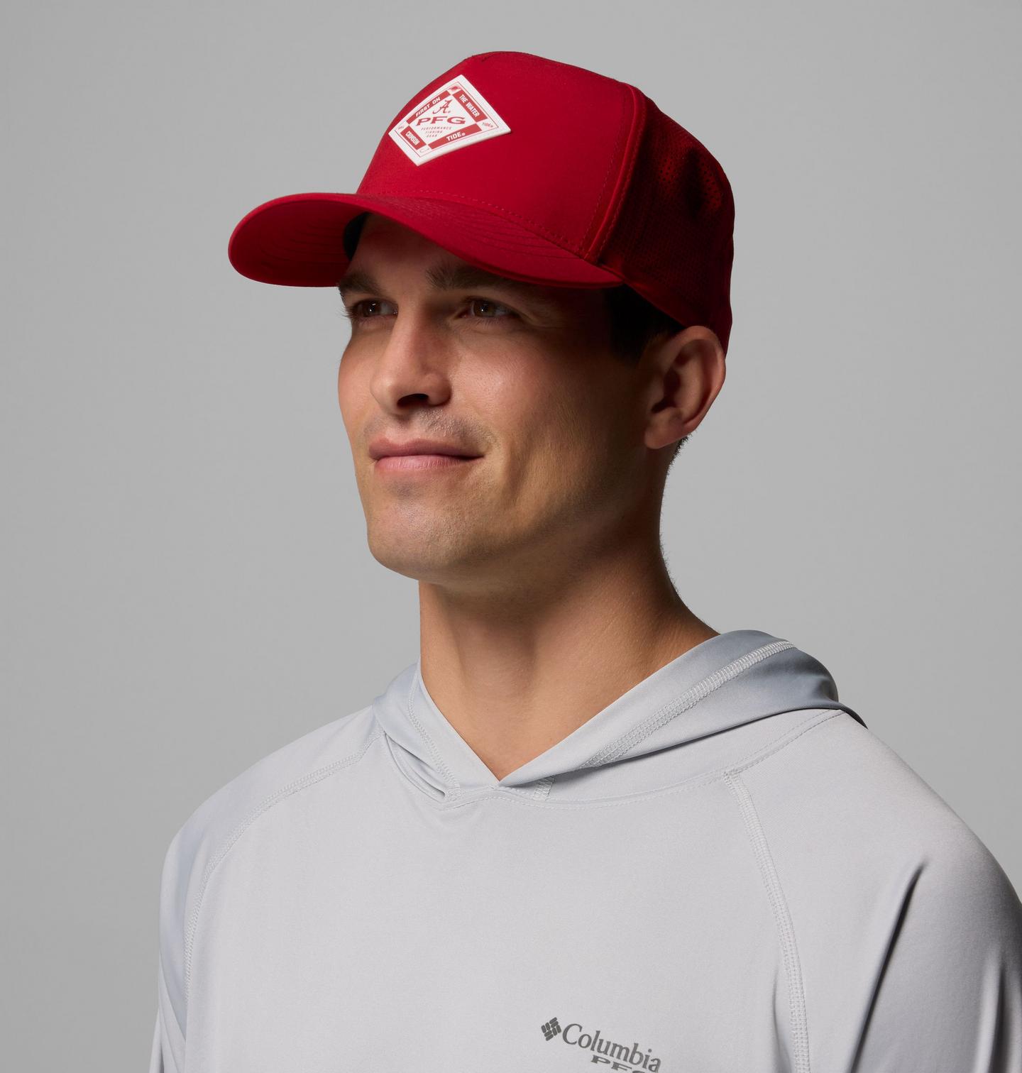 Мужские аксессуары Columbia Collegiate PFG Elite 3D Stretch Snap Back - Alabama, цвет: Красный бархатный — фото 3