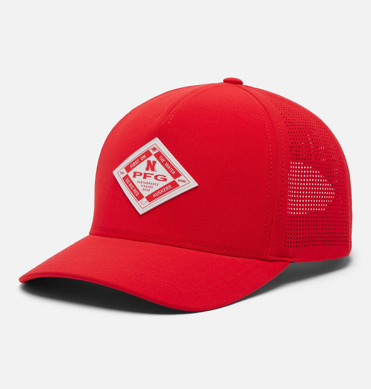 Мужские головные уборы Columbia Collegiate PFG Elite 3D Stretch Snap Back - Nebraska, цвет: Яркий красный — фото 1