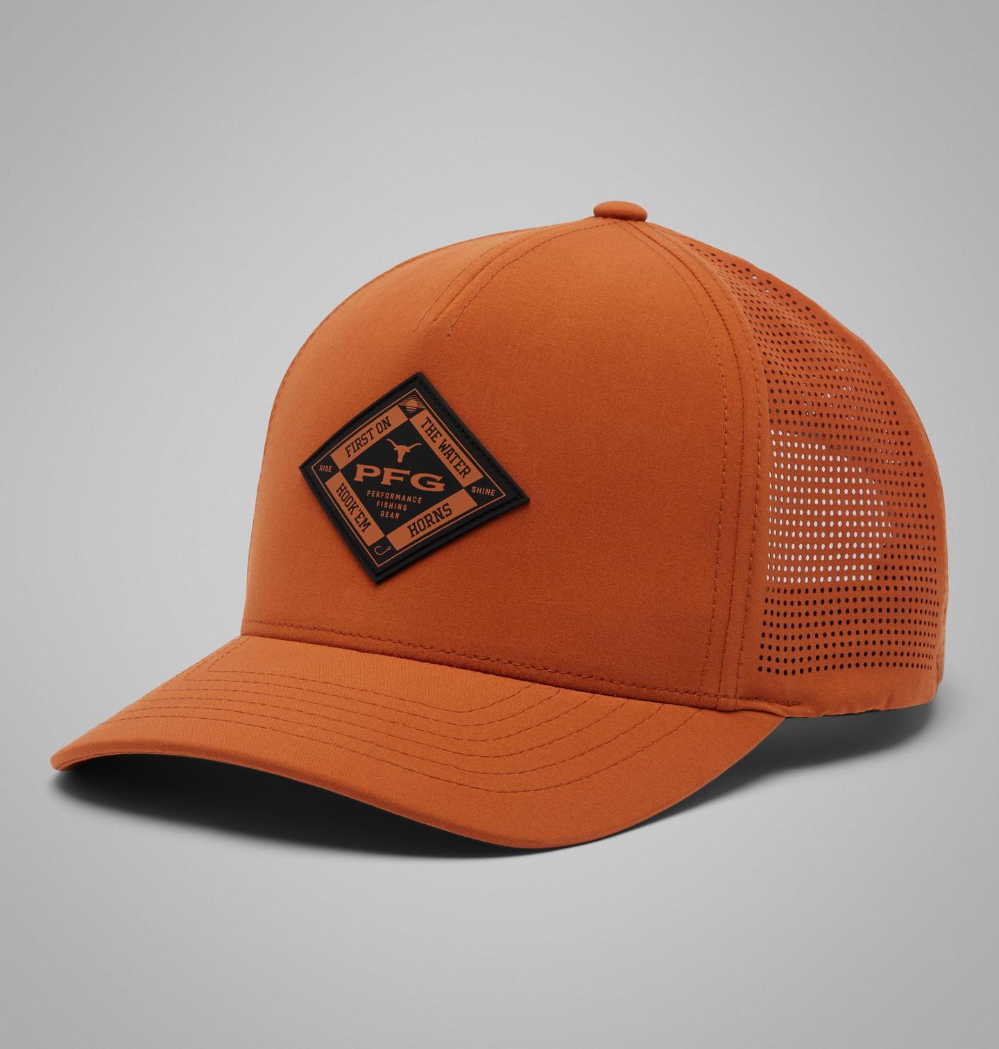Мужские аксессуары Columbia Collegiate PFG Elite 3D Stretch Snap Back - Texas, цвет: Кедровый — фото 1