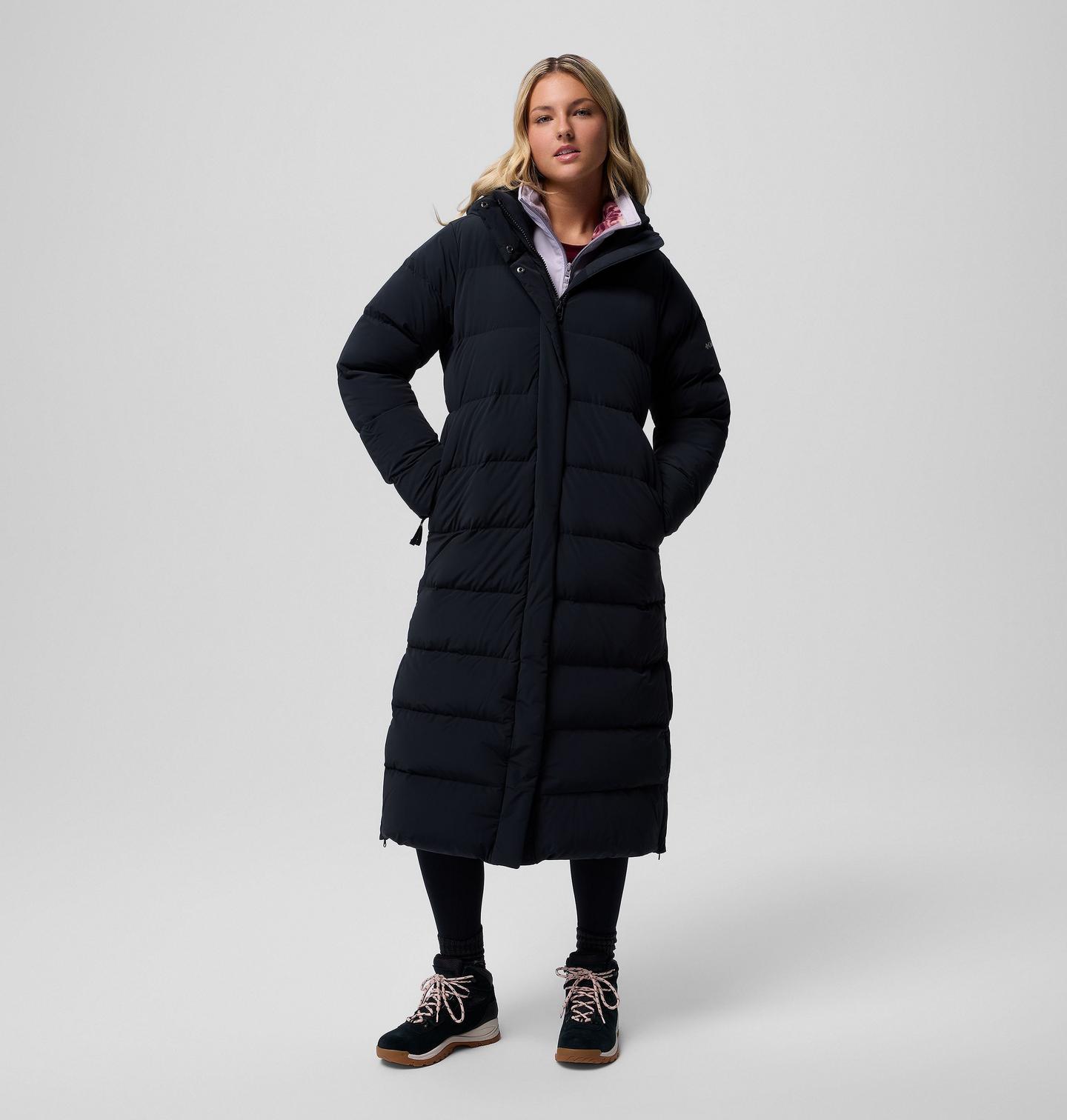 Женская куртка Columbia Amaze Puff Long Hooded, цвет: Чёрный — фото 1