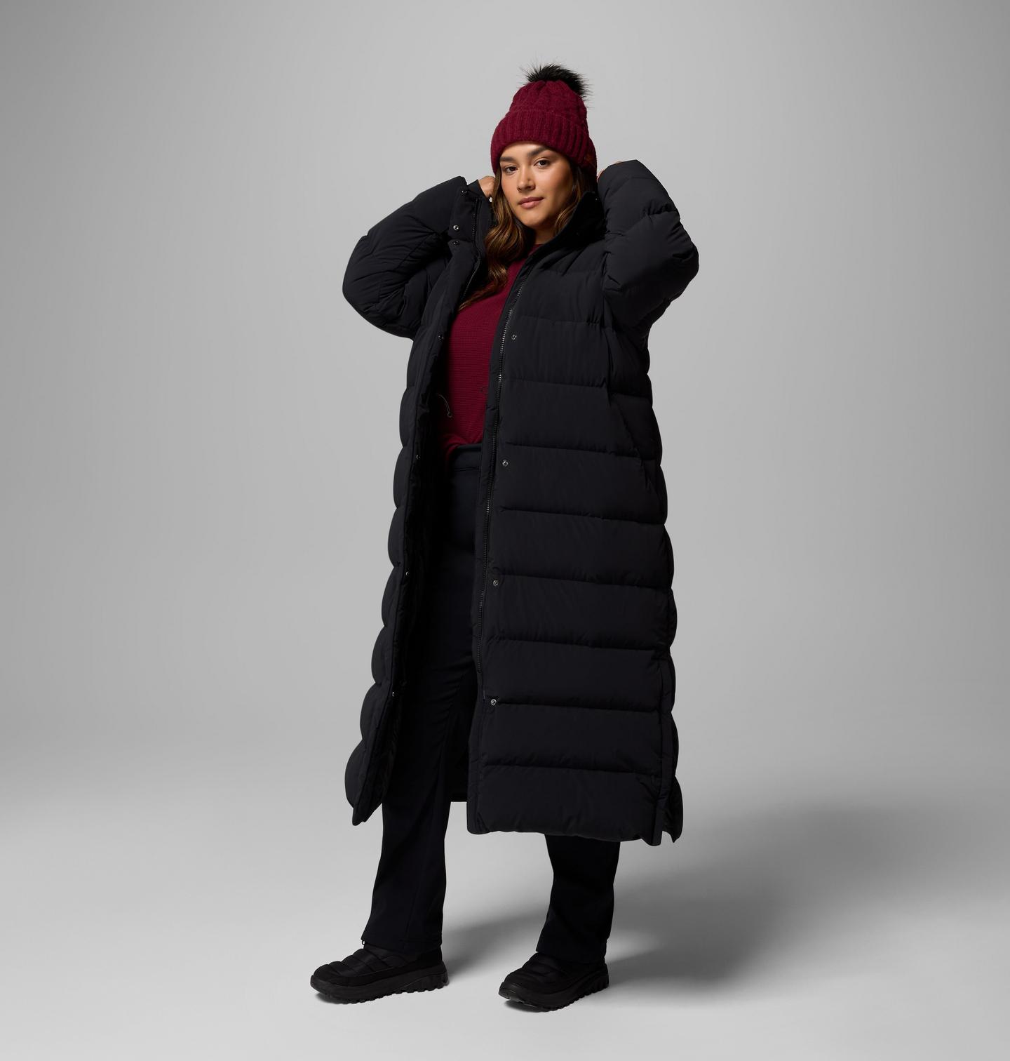Женская куртка Columbia Amaze Puff Long Hooded Jacket - Plus Size, цвет: Чёрный — фото 2