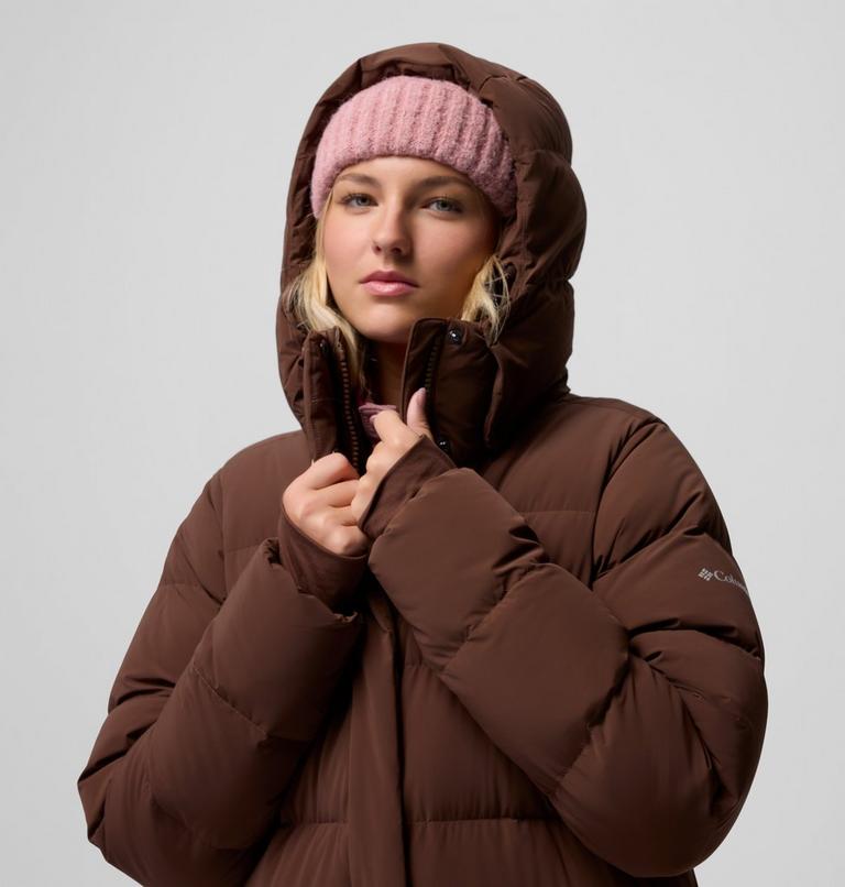 Women's Amaze Puff Long Hooded Down Puffer, Color: Tobacco, image 16
