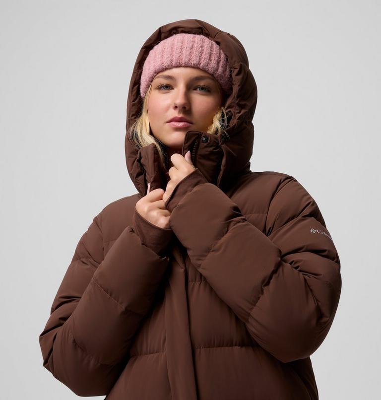 Women's Amaze Puff Long Hooded Down Puffer, Color: Tobacco, image 18