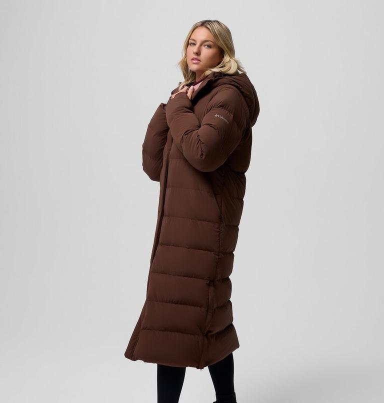 Women's Amaze Puff Long Hooded Down Puffer, Color: Tobacco, image 4