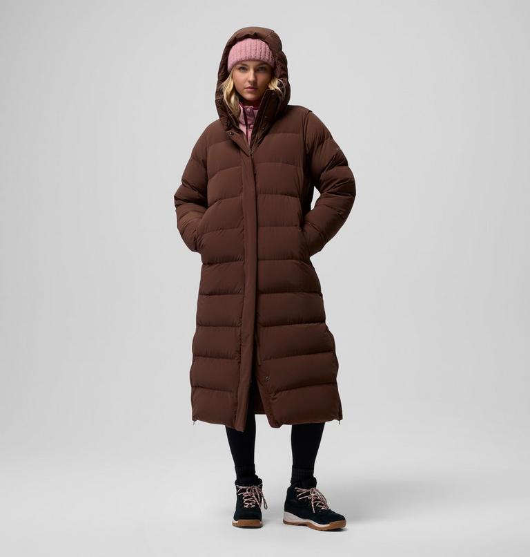 Women's Amaze Puff Long Hooded Down Puffer, Color: Tobacco, image 5