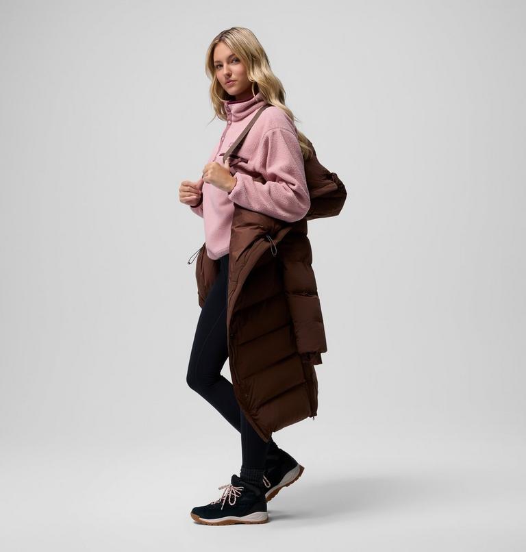 Women's Amaze Puff Long Hooded Down Puffer, Color: Tobacco, image 6