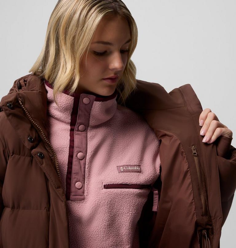 Women's Amaze Puff Long Hooded Down Puffer, Color: Tobacco, image 8