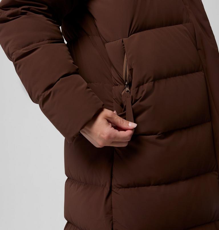Women's Amaze Puff Long Hooded Down Puffer, Color: Tobacco, image 12