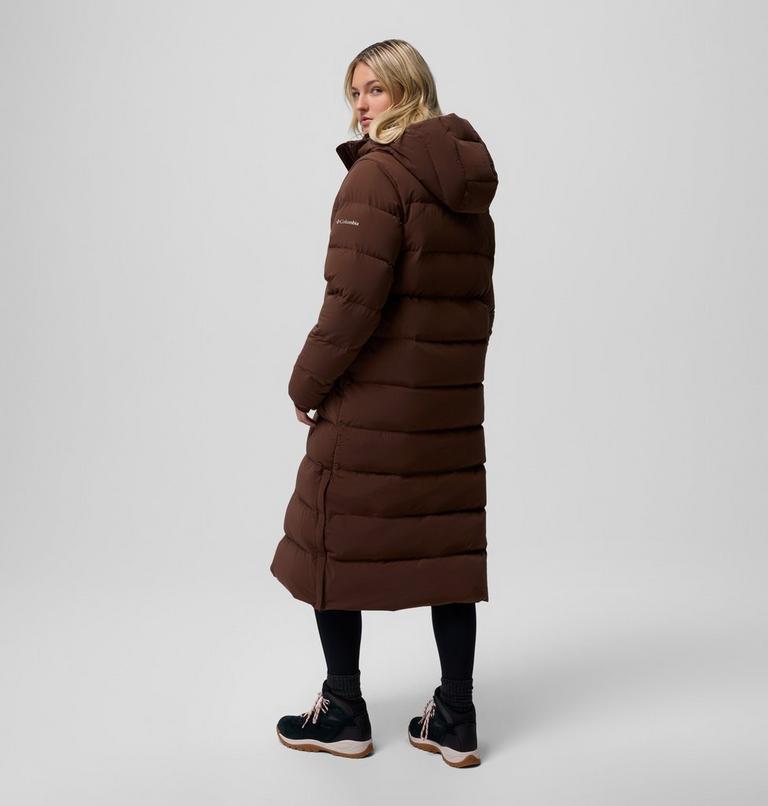 Women's Amaze Puff Long Hooded Down Puffer, Color: Tobacco, image 3