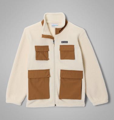 Youth Unisex Jasper Ridge Pebbled Fleece Jacket, Color: Chalk, Camel Brown, image 3