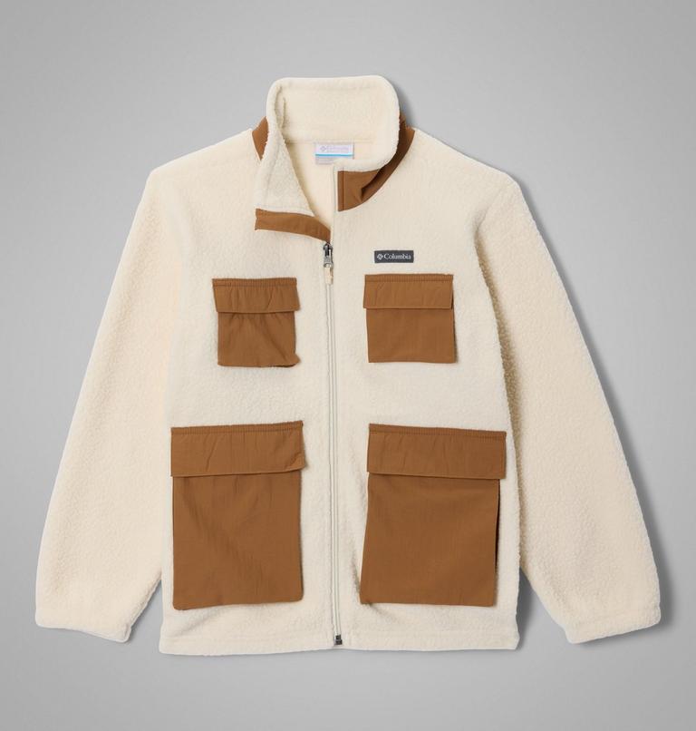 Youth Unisex Jasper Ridge Pebbled Fleece Jacket, Color: Chalk, Camel Brown, image 1