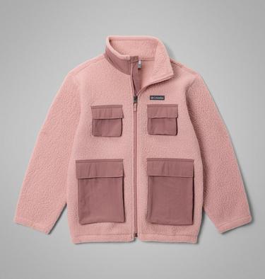 Youth Unisex Jasper Ridge Pebbled Fleece Jacket, Color: Eraser Pink, Fig, image 7