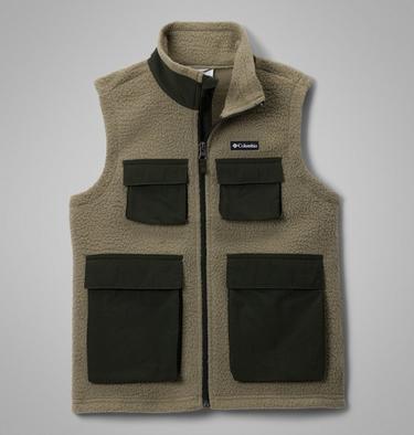 Youth Jasper Ridge Pebbled Fleece Gilet, Color: Stone Green, Greenscape, image 3