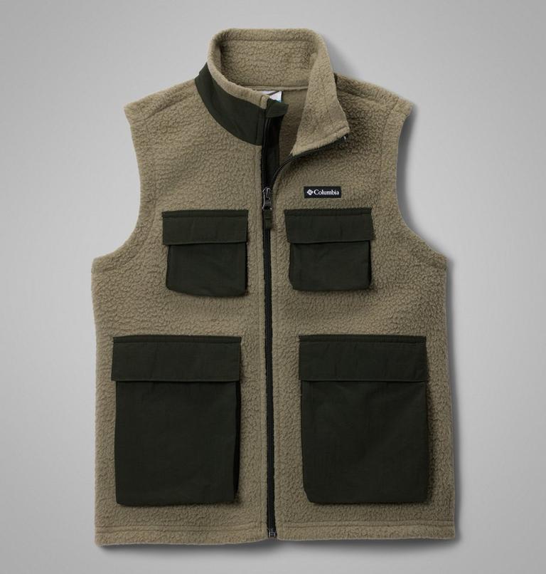 Youth Jasper Ridge Pebbled Fleece Gilet, Color: Stone Green, Greenscape, image 1