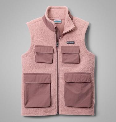 Youth Jasper Ridge Pebbled Fleece Gilet, Color: Eraser Pink, Fig, image 1