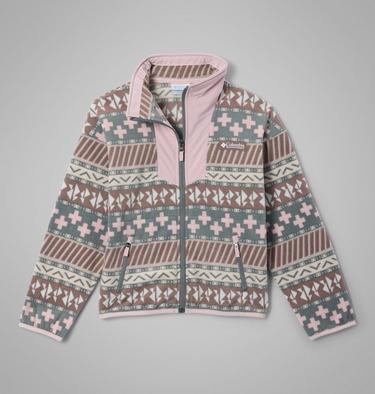 Youth Unisex Sequoia Grove Printed Fleece Jacket, Color: Iron Wizard Island, Mineral Pink, image 3