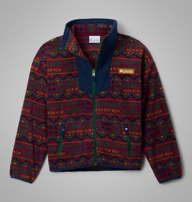 Youth Unisex Sequoia Grove Printed Fleece Jacket, Color: Rich Wine Horizons, Coll Navy, image 7