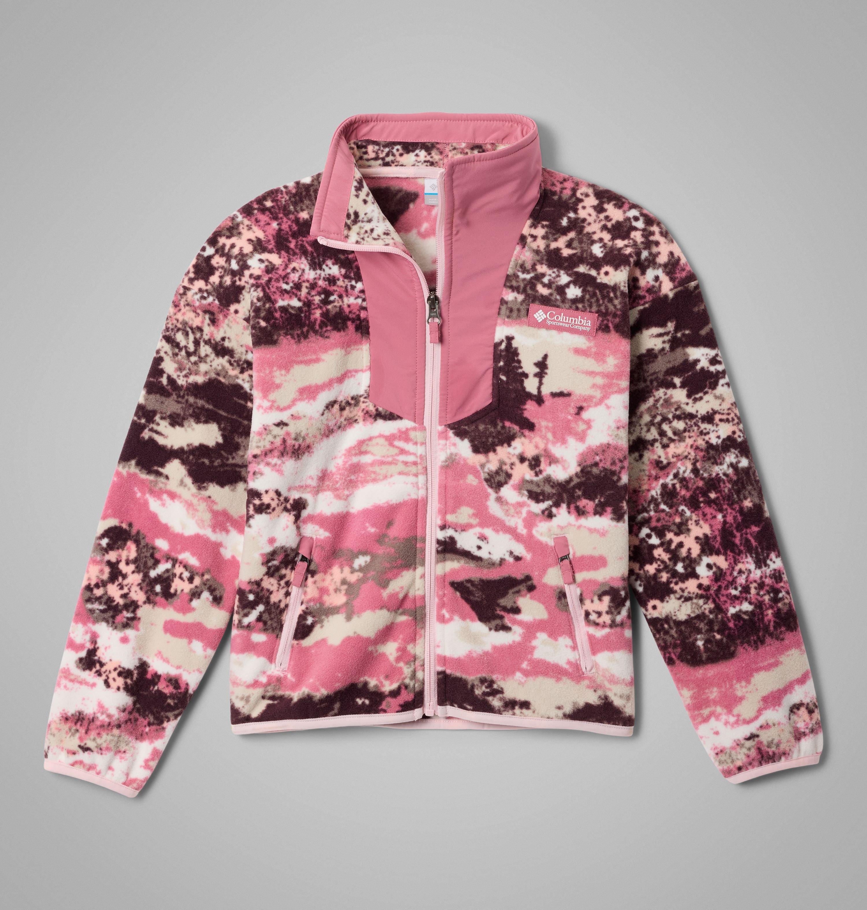 Columbia Sportswear Unisex Red Columbia - Youth Sequoia Grove™ Printed Fleece Jacket - Rosette Fieldaze, Rosette L Size (14-16 Years)