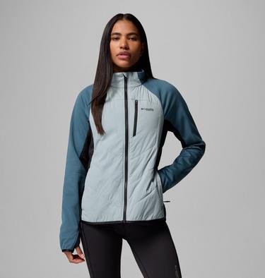 Women's Arctic Crest Hybrid Technical Fleece Jacket, Color: Crushed Blue, Everblue, Black, image 3