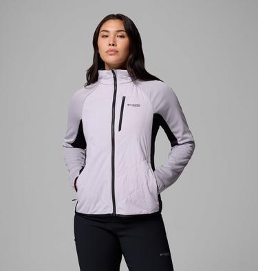 Women's Arctic Crest Hybrid Technical Fleece Jacket, Color: Lavender Pearl, Black, image 1