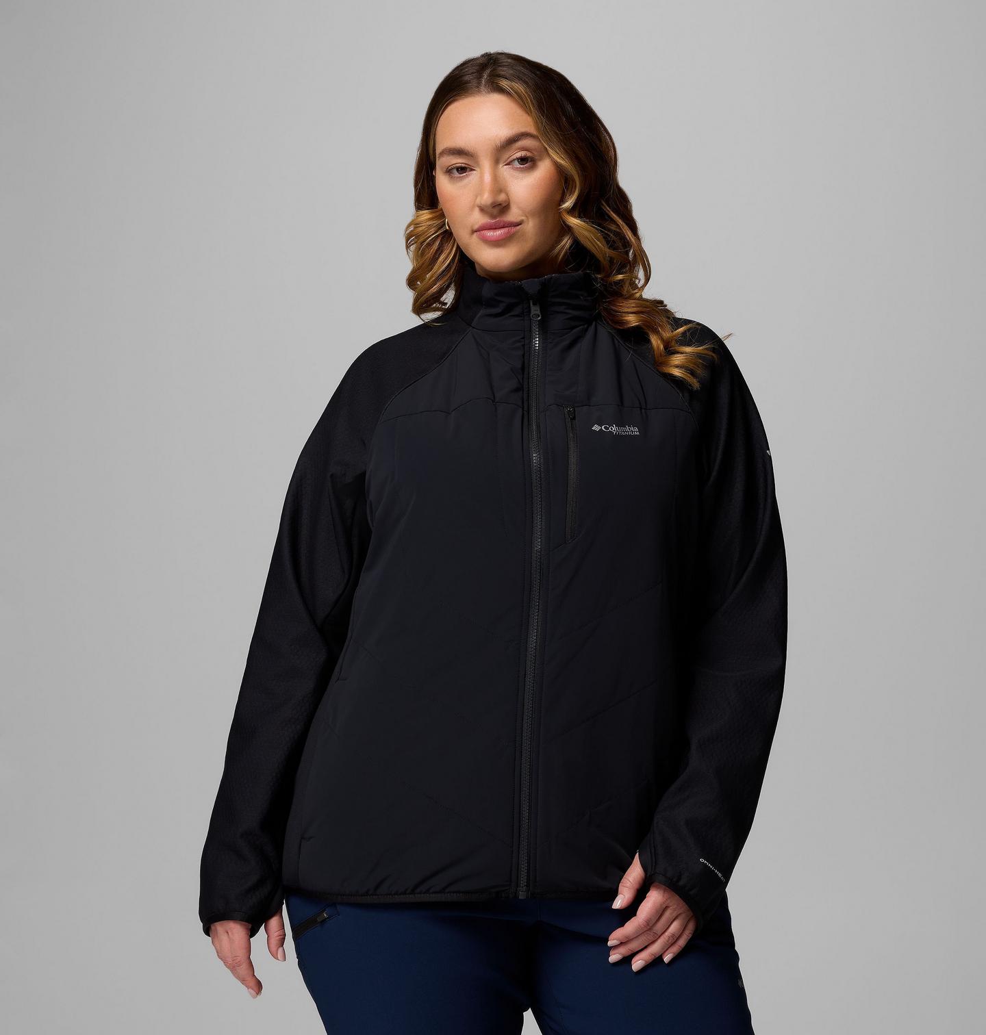 Женские куртки Columbia Arctic Crest Hybrid Full Zip - Plus Size, цвет: Чёрный — фото 1