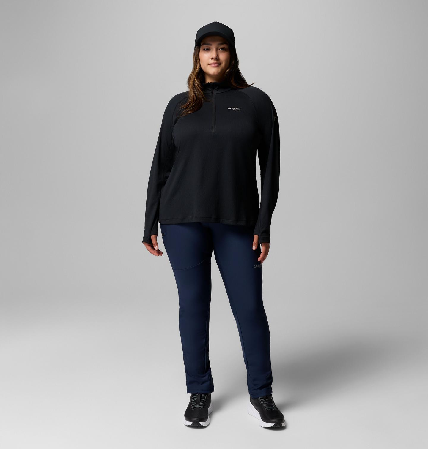 Женская рубашка Columbia DriVenture Half Zip Shirt - Plus Size, цвет: Чёрный — фото 2