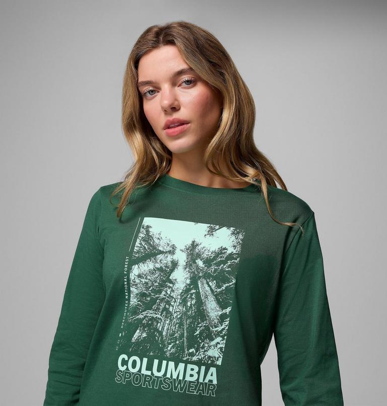 Women's Rolling Bend Graphic Long Sleeve T-Shirt, Color: Rain forest, Amazing Heights, image 5
