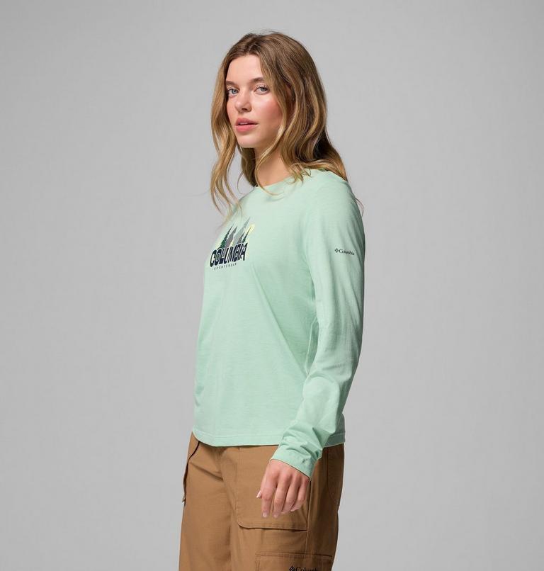 Camiseta de manga larga con estampado Ruby Springs para mujer, Color: New Mint, Colorful Treescape, image 4
