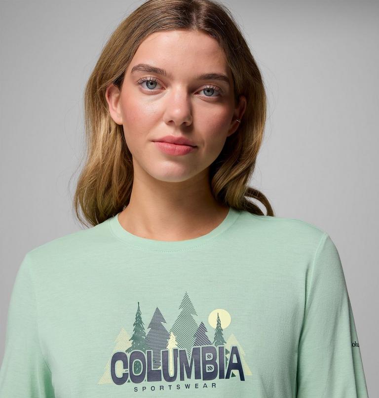 Camiseta de manga larga con estampado Ruby Springs para mujer, Color: New Mint, Colorful Treescape, image 5