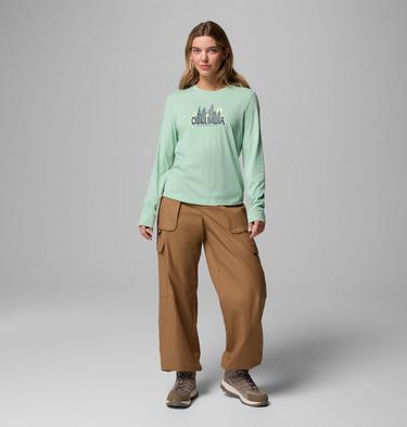 Camiseta de manga larga con estampado Ruby Springs para mujer, Color: New Mint, Colorful Treescape, image 4