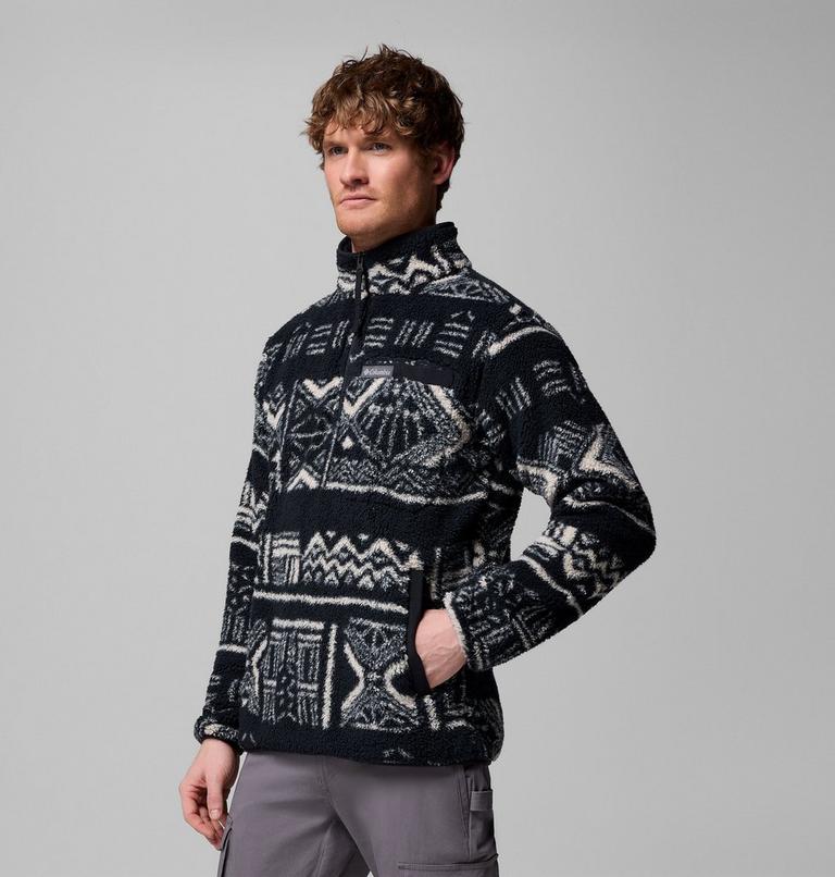 Men's Rugged Ridge Sherpa Half Zip Fleece, Color: Black Deschutes Days, image 4