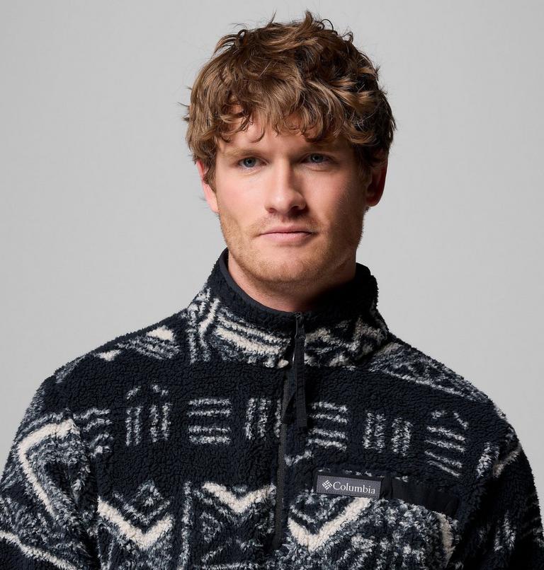 Men's Rugged Ridge Sherpa Half Zip Fleece, Color: Black Deschutes Days, image 5