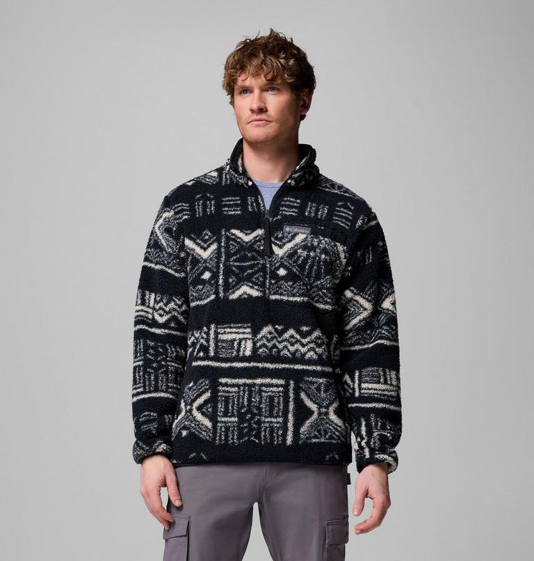 Men's Rugged Ridge Sherpa Half Zip Fleece, Color: Black Deschutes Days, image 1