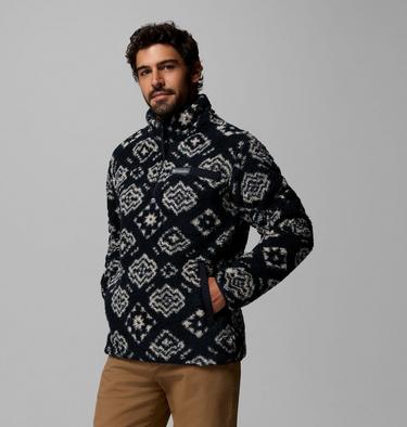 Men's Rugged Ridge Sherpa Half Zip Fleece, Color: Black Checked Out, Black, image 4