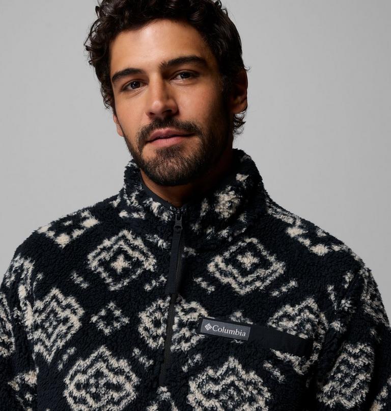 Men's Rugged Ridge Sherpa Half Zip Fleece, Color: Black Checked Out, Black, image 5