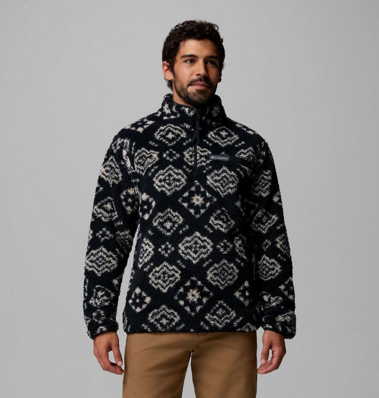 Men's Rugged Ridge Sherpa Half Zip Fleece, Color: Black Checked Out, Black, image 1