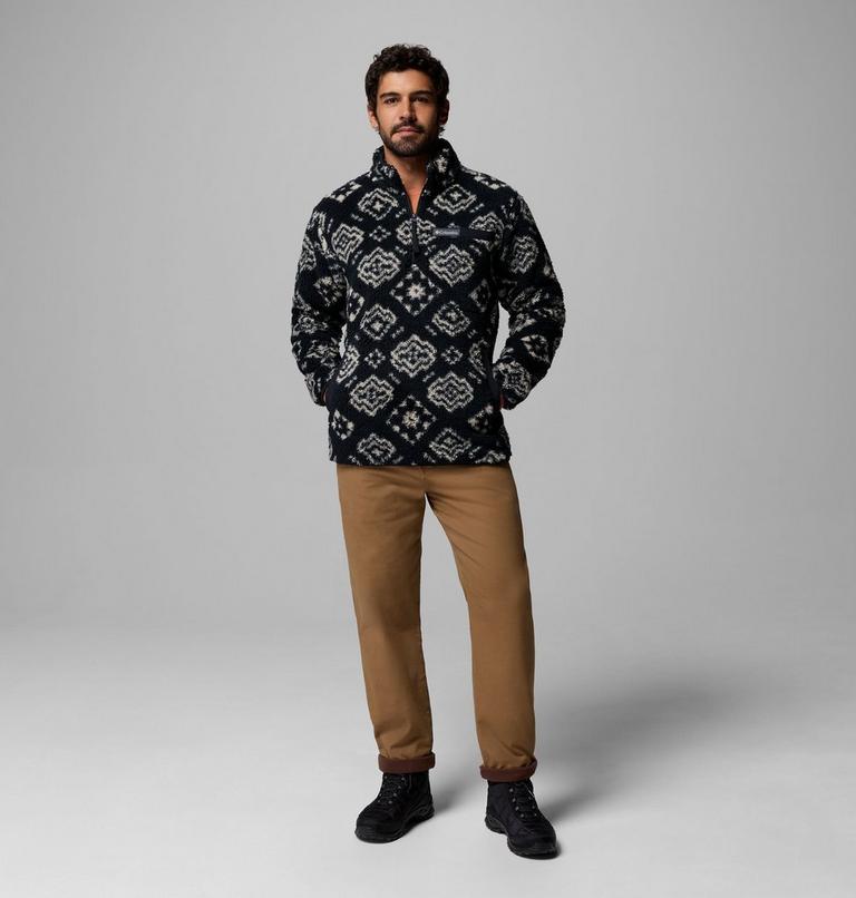 Men's Rugged Ridge Sherpa Half Zip Fleece, Color: Black Checked Out, Black, image 2