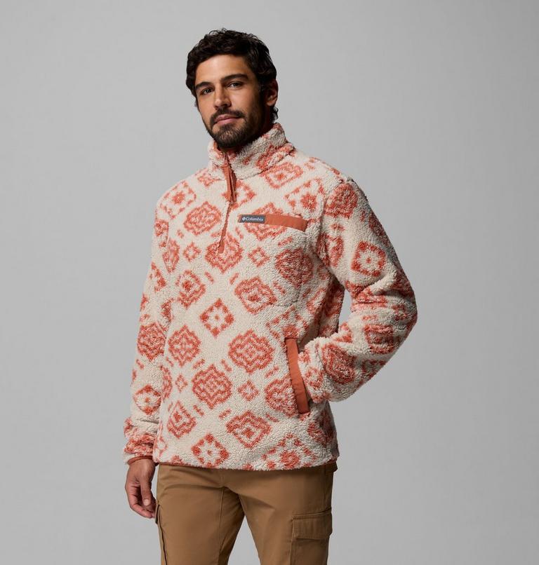 Men's Rugged Ridge Sherpa Half Zip Fleece, Color: Dark Stone Checked Out, Teak Brown, image 4