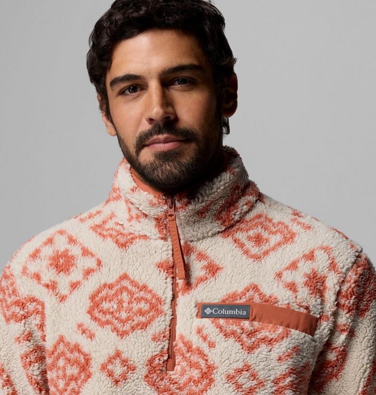 Men's Rugged Ridge Sherpa Half Zip Fleece, Color: Dark Stone Checked Out, Teak Brown, image 5